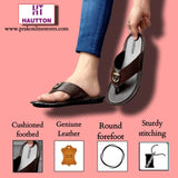 HAUTTON Men's Geniune Leather Casual Padding Slipper | Stylish Comfortable Slippers & Sandals - PRAKONLINESTORES