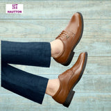 HAUTTON Leather Derby Shoes for Men (TAN Brown) - PRAKONLINESTORES