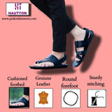 HAUTTON Men's Geniune Leather Stylish Padding Slipper | Casual & Comfortable Slippers / Sandals - PRAKONLINESTORES