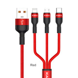 STIYA KAKU KSC 436 RUIZHUO  Unbreakable 3 in 1 Fast Charging Braided Multipurpose Cable with 3.2 A HIGH CURRENT Speed – 1 meter