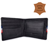 HAUTTON Men's Genuine Leather Wallet | Bi Fold Slim & Light Weight Leather Stylish Casual Wallet Purse with Card Holder Compartment | BLACK