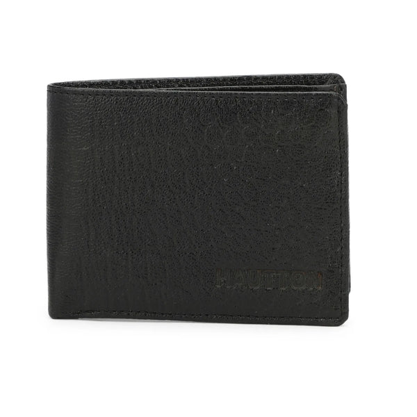 HAUTTON Men's Genuine Leather Classic Wallet | Bi Fold Slim & Light Weight Leather Stylish Casual Wallet Purse with Card Holder Compartment |BLACK