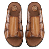 HAUTTON Men's Geniune Leather Stylish Padding Slipper | Casual & Comfortable Flat Sandals