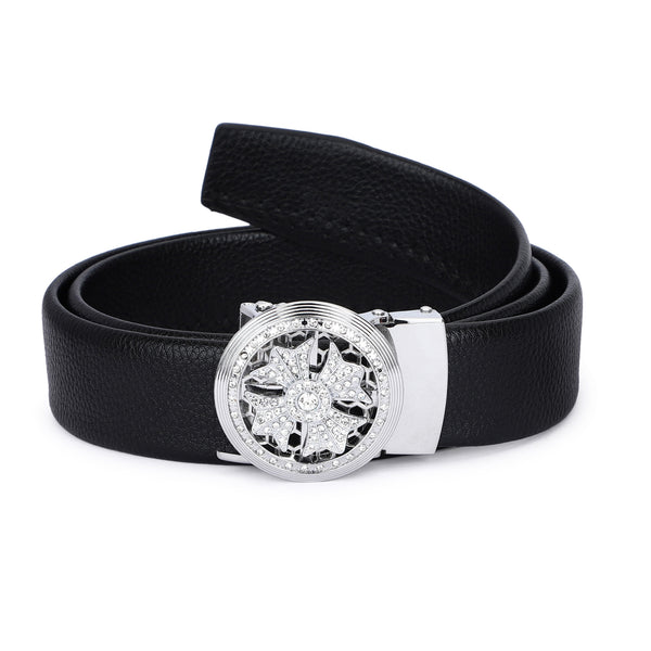 HAUTTON GENIUNE LEATHER BELT COLLECTION SILVER DIAMOND RANGE EXCLUSIVELY FOR MEN