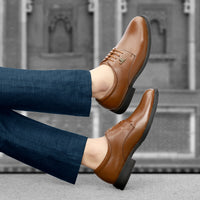 HAUTTON  Leather Derby Shoes for Men (TAN Brown)