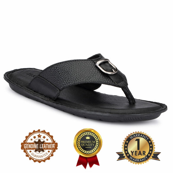 HAUTTON Men's Geniune Leather Casual Padding Slipper | Stylish & Comfortable Slippers / Sandals - PRAKONLINESTORES