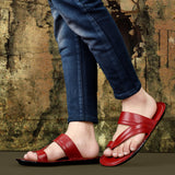 HAUTTON Men's Geniune Leather Casual Padding Slipper | Stylish & Comfortable Slippers / Sandals - PRAKONLINESTORES