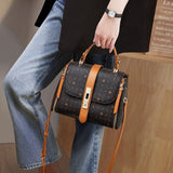 HAUTTON Women Cream and Brown Leather Hand - held Bag - PRAKONLINESTORES