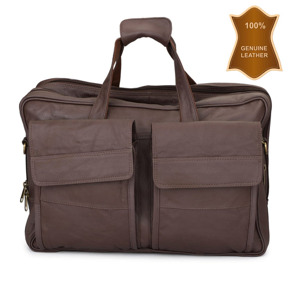 HAUTTON UNISEX LARGE GENIUNE LEATHER HERITAGE COLLECTION CUM OFFICE LAPTOP MULTI PURPOSE LEATHER BAG - PRAKONLINESTORES