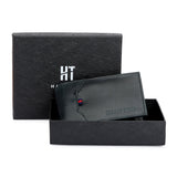 HAUTTON BLACK GENIUNE LEATHER SMART LOOK WALLET FOR MEN - PRAKONLINESTORES