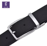 HAUTTON GENIUNE LEATHER MEN CHROME PIN BUCKLE BELT - PRAKONLINESTORES