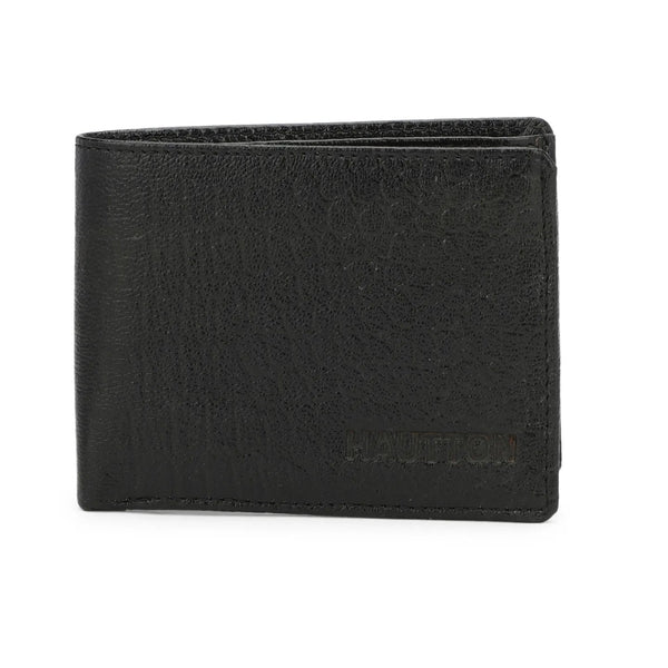 HAUTTON Men's Genuine Leather Classic Wallet | Bi Fold Slim & Light Weight Leather Stylish Casual Wallet Purse with Card Holder Compartment |BLACK - PRAKONLINESTORES