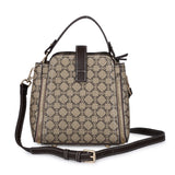 HAUTTON Women Cream and Brown Leather Hand - held Bag - PRAKONLINESTORES