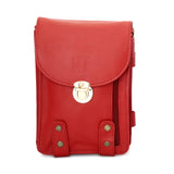 HAUTTON Unisex Genuine Leather Multi Purpose Cum Travel Bag with Adjustable Strap | 15 x 20 Inches - Red - PRAKONLINESTORES