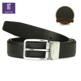 HAUTTON GENIUNE LEATHER MEN CHROME PIN BUCKLE BELT - PRAKONLINESTORES
