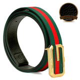 HAUTTON GENIUNE LEATHER RED GREEN STRIPE MEN COLLECTION - PRAKONLINESTORES