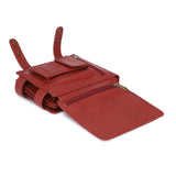 HAUTTON Unisex Genuine Leather Multi Purpose Cum Travel Bag with Adjustable Strap | 15 x 20 Inches - Red - PRAKONLINESTORES