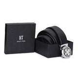 HAUTTON GENIUNE LEATHER BELT COLLECTION SILVER DIAMOND RANGE EXCLUSIVELY FOR MEN - PRAKONLINESTORES