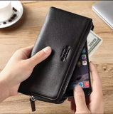 HAUTTON GENIUNE LEATHER UNISEX LONG WALLET CUM CLUTCHER - PRAKONLINESTORES