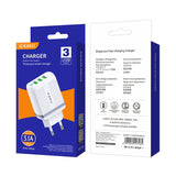 STIYA KAKU KSC 406 ZHIBO Fast Mobile Charger for Android Phones 3.1 amp 3 USB Multiple Charger Triple Port Adapter for Android Phones with USB Fast Charging Data Cables (3 Ampere) - PRAKONLINESTORES