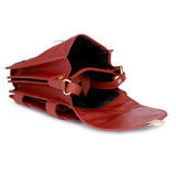 HAUTTON Unisex Genuine Leather Multi Purpose Cum Travel Bag with Adjustable Strap | 15 x 20 Inches - Red - PRAKONLINESTORES