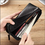 HAUTTON GENIUNE LEATHER UNISEX LONG WALLET CUM CLUTCHER - PRAKONLINESTORES