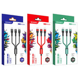 STIYA KAKU KSC 436 RUIZHUO Unbreakable 3 in 1 Fast Charging Braided Multipurpose Cable with 3.2 A HIGH CURRENT Speed – 1 meter - PRAKONLINESTORES