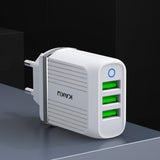 STIYA KAKU KSC 406 ZHIBO Fast Mobile Charger for Android Phones 3.1 amp 3 USB Multiple Charger Triple Port Adapter for Android Phones with USB Fast Charging Data Cables (3 Ampere) - PRAKONLINESTORES