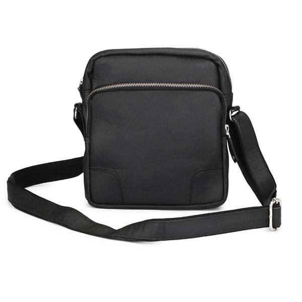 HAUTTON HAUTTON Genuine Leather Black Unisex Messenger Bag - PRAKONLINESTORES