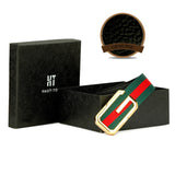 HAUTTON GENIUNE LEATHER RED GREEN STRIPE MEN COLLECTION - PRAKONLINESTORES