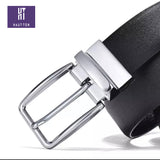 HAUTTON GENIUNE LEATHER MEN CHROME PIN BUCKLE BELT - PRAKONLINESTORES