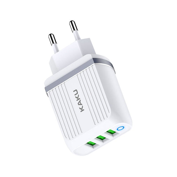 STIYA KAKU KSC 406 ZHIBO Fast Mobile Charger for Android Phones 3.1 amp 3 USB Multiple Charger Triple Port Adapter for Android Phones with USB Fast Charging Data Cables (3 Ampere) - PRAKONLINESTORES