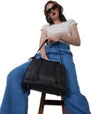 HAUTTON Women Genuine Leather Black Handbag - PRAKONLINESTORES