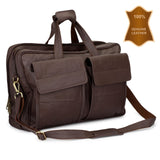 HAUTTON UNISEX LARGE GENIUNE LEATHER HERITAGE COLLECTION CUM OFFICE LAPTOP MULTI PURPOSE LEATHER BAG - PRAKONLINESTORES