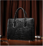 HAUTTON GENIUNE CROCODILE LEATHER PREMIUM TOP QUALITY MEN BREIGCASE CUM OFFICE HANDBAG - PRAKONLINESTORES