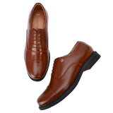 HAUTTON New Premium Formal Leather Derby Shoes for Men (Dark TAN Brown) - PRAKONLINESTORES