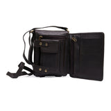 HAUTTON HAUTTON Unisex Genuine Leather Multi Purpose Cum Travel Bag with Adjustable Strap | 15 x 20 Inches - BROWN - PRAKONLINESTORES